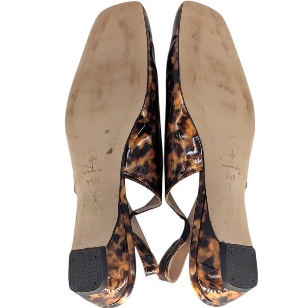 Tuckernuck Liv Slingback Flats Tortoise Patent Leather Square Toe 9.5 - Picture 7 of 8